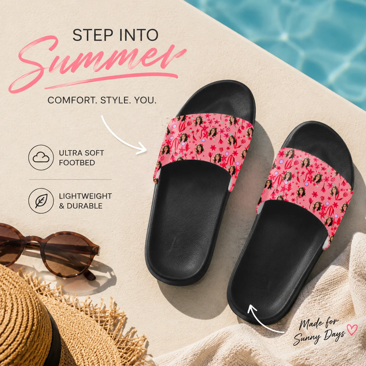 Customized women's slippers Customized text slippers Personalized fun text pictures Customized gifts for family and friends