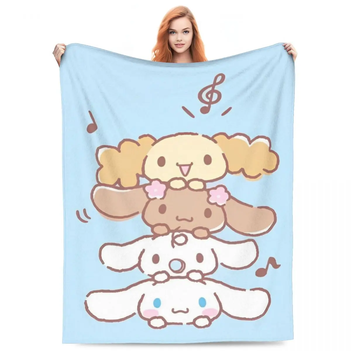 Sanrio Cinnamoroll Cartoon With Friends Super Warm Blanket Camping Plush Throw Blanket Graphic Couch Chair Flannel Bedspread