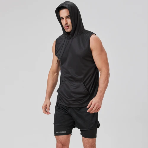 [Tamaño de EE. UU.] Camiseta de gimnasio de secado rápido ropa de calle deportiva Sudadera con capucha de moda camiseta negra 2025 verano camisetas de manga corta
