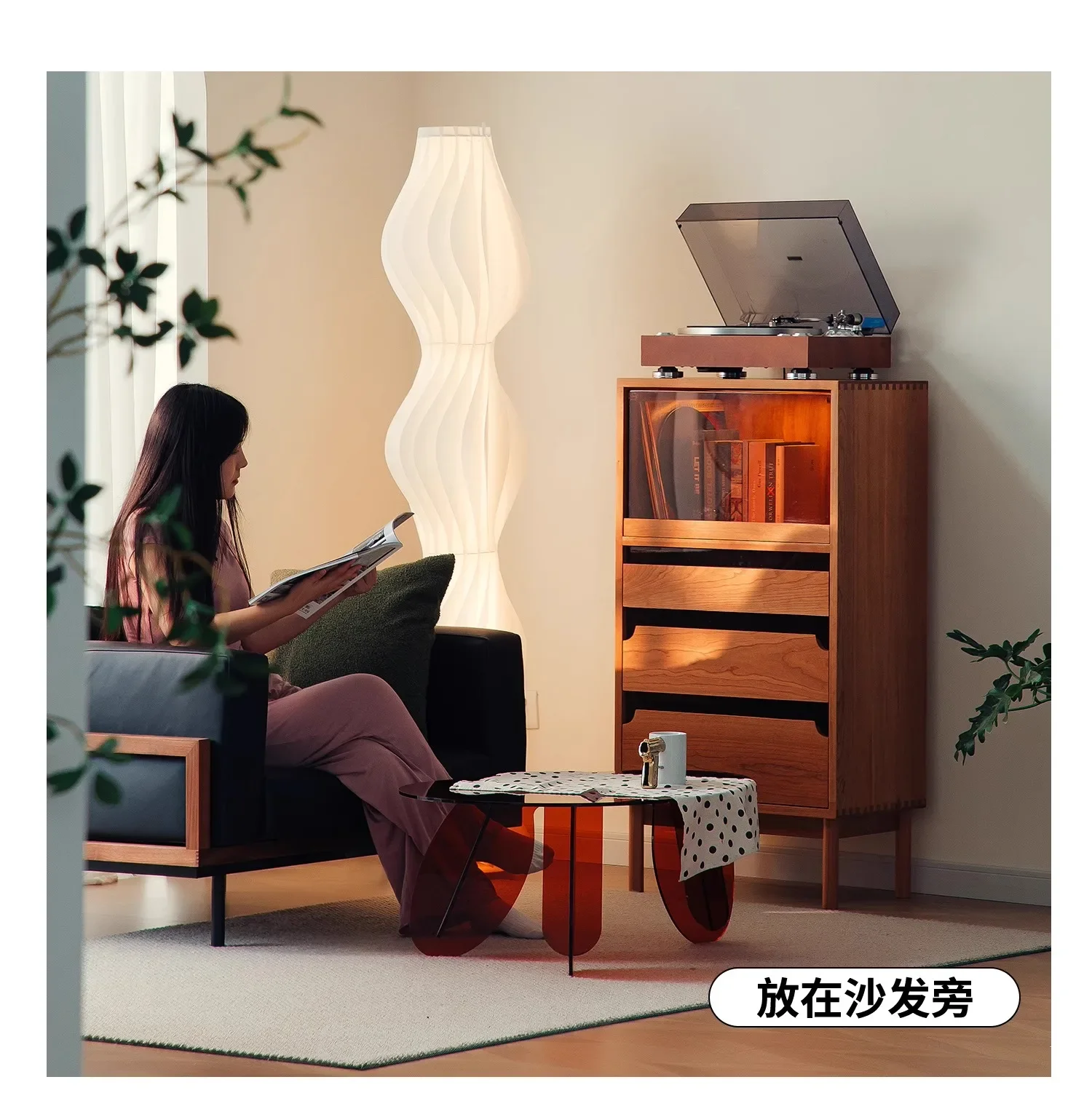 

Nordic Cherrywood TV Side Cabinet Living Room Sofa Drawer Chest of Drawers Locker Clothes Closet