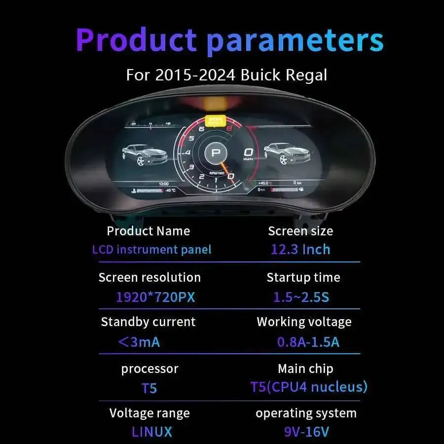 

Car LCD Digital Instrument Panel For Opel Insignia Buick Regal 2016-2024 Carplay GPS Navigation Speedometer Dashboard Screen