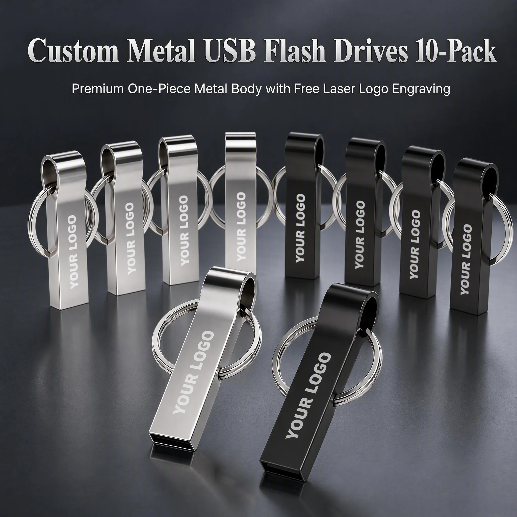 10PCS Lot USB Flash Drive 128GB Free Custom Logo Pen Drive 64GB Mini Metal Memory Stick 32GB Creative Gifts Pendrive 16GB 128MB