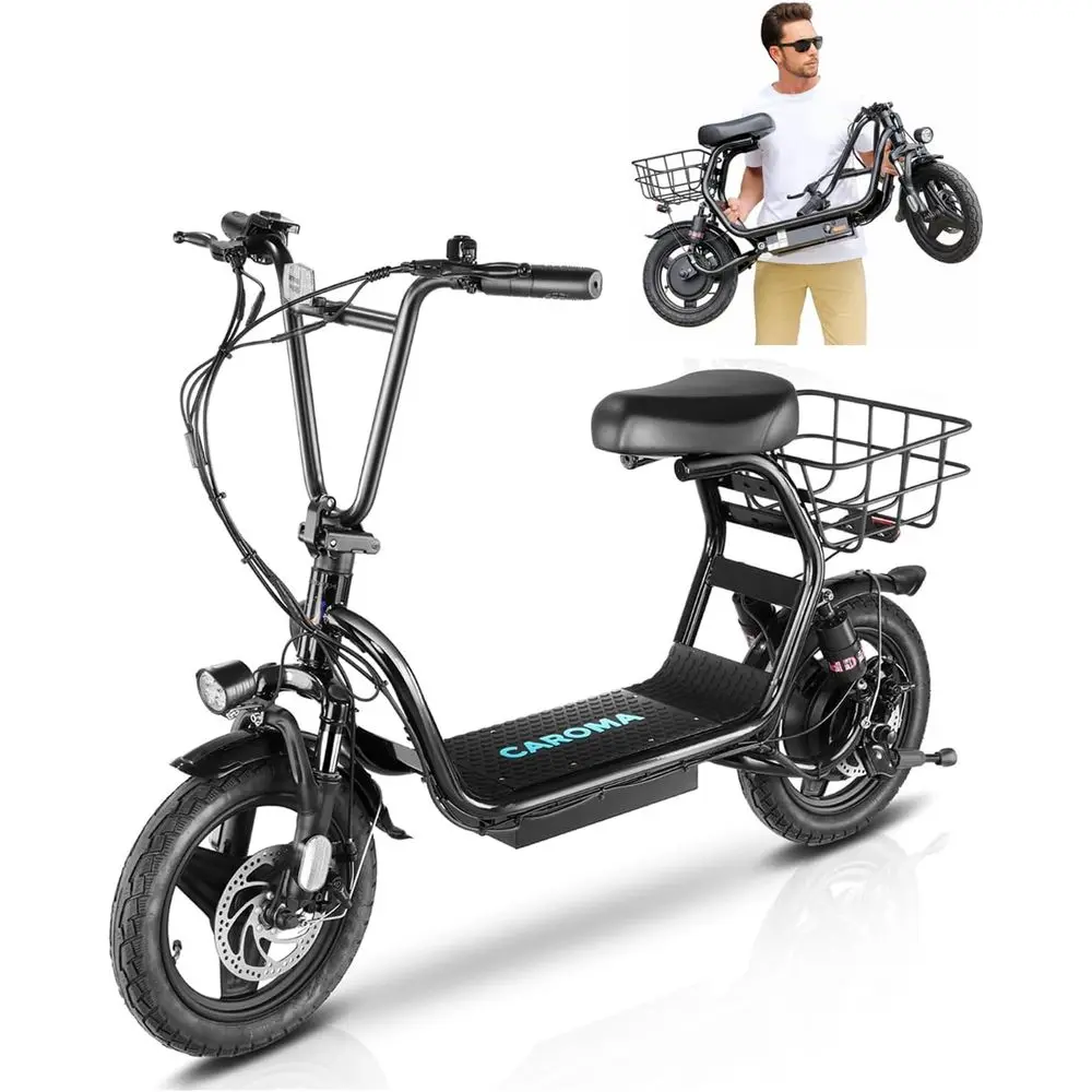 

Adult Electric Scooter with Seat, 800-1200W Motor, Up to 30 Miles Range, 20 MPH, Foldable Fat Tire E-Scooter Customized