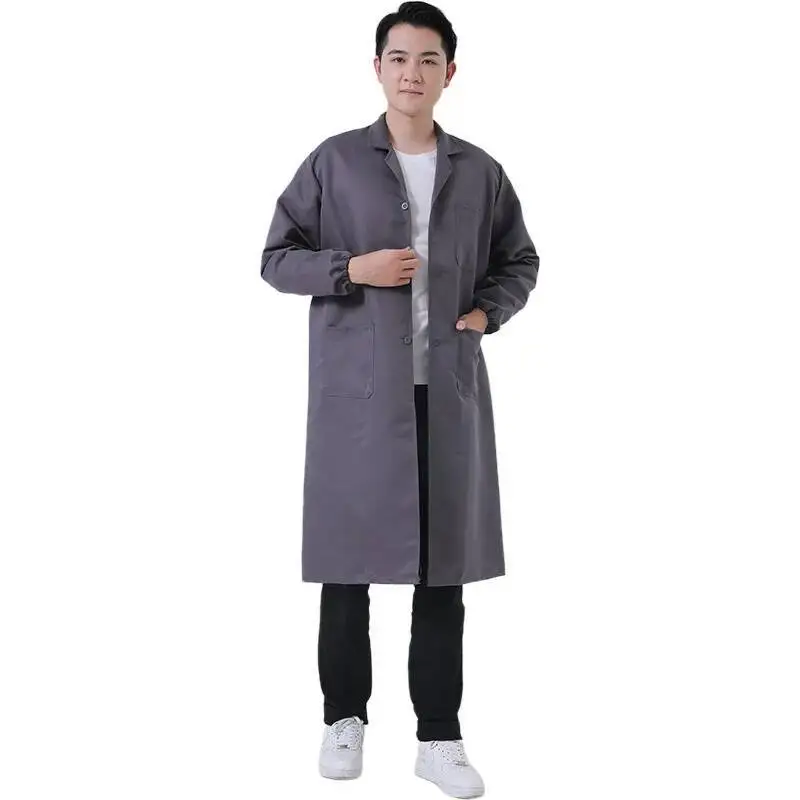 New Unisex Male Warehouse Keeper Breeder Long Sleeved Jacket Labor Insurance Women Work Dust Cover Long Coat Gown