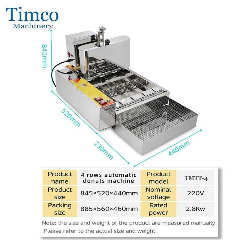 TIMCO Автоматическая 4-рядная машина для изготовления пончиков Коммерческая автоматическая электрическая мини-машина для изготовления пончиков из нержавеющей стали