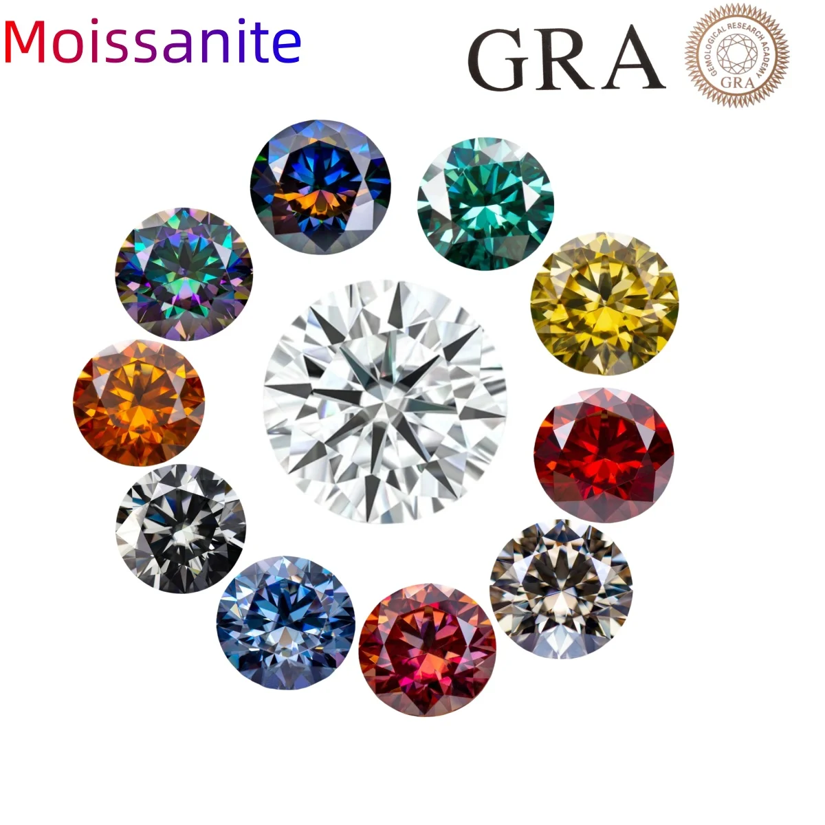 100% Passed Diamond Test II Excellent Round Cut 3.0~10.0MM Real Moissanite VVS1 GRA Loose Charms Gemstone Fine Jewelry Wholesale