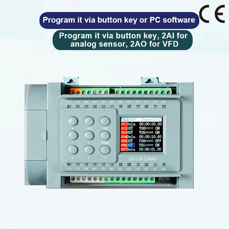 TRANSISTOR Output PLC 8DI 8DO 2AI 2AO 0-20mA 0-10V PROGRAMMBLE LOGIC CONTROLLER NPN Output RS485 Modbus RTU PLC for Fountain