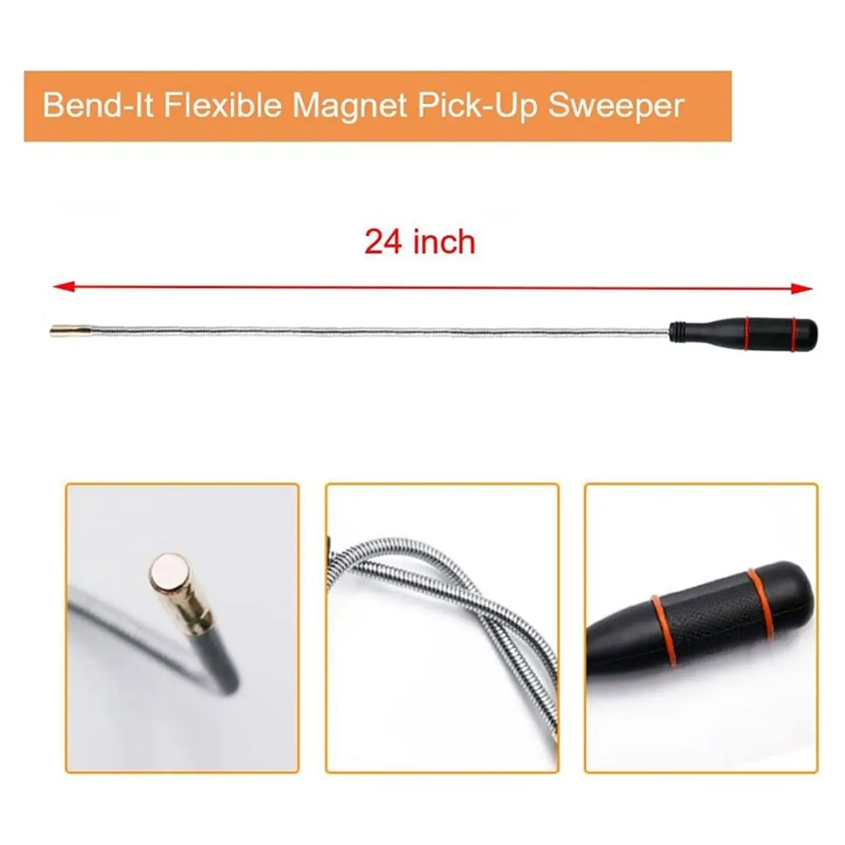 【UPGRADED VERSION】4 Pack Telescoping Magnet Pick-Up Tool Set,Retrieving Pickup Tools,Extendable Pick Up Tools,Bendable Spring Ma