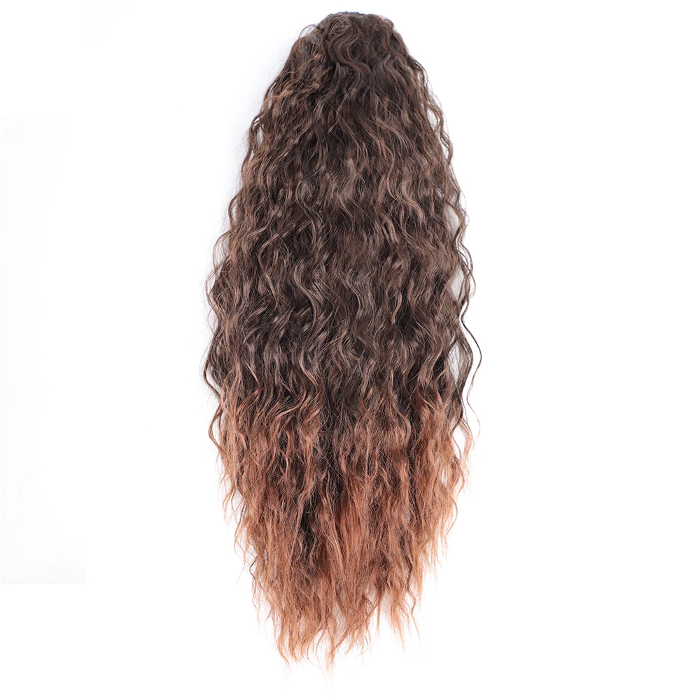 Cola de Caballo rizada larga Bohemia para mujer, coleta sintética con cordón, extensión de cabello, cola de caballo rizada para mujer, postizo falso