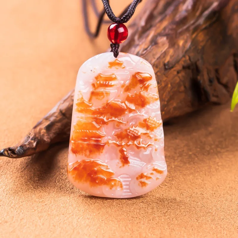 

Бирманский игривый кулон из красного изумрудного нефрита «Горные воды», нефритовые амулеты, модный талисман, натуральные ювелирные украшения, подарки для женщин, с сертификатом