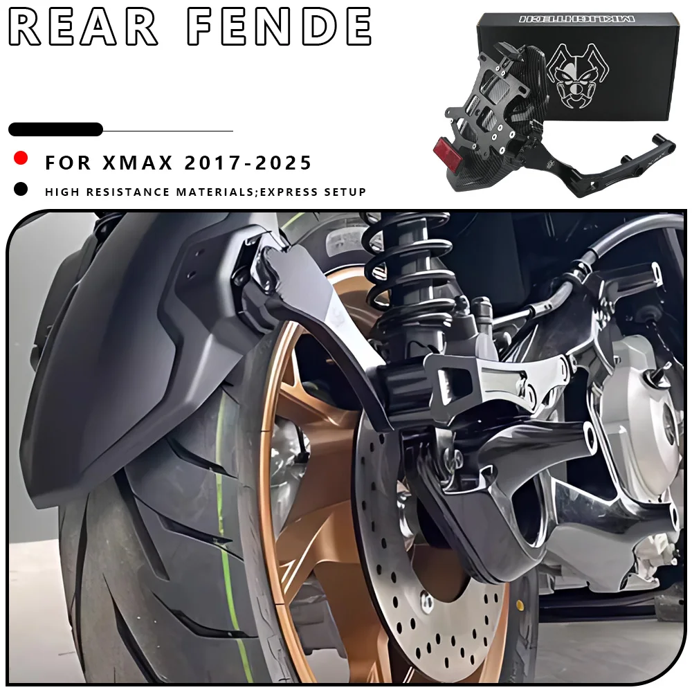 MTKRACING For XMAX 2017-2025 Rear Mudguard Wheel Splash Guard Mudguard License Plate Frame Accessories