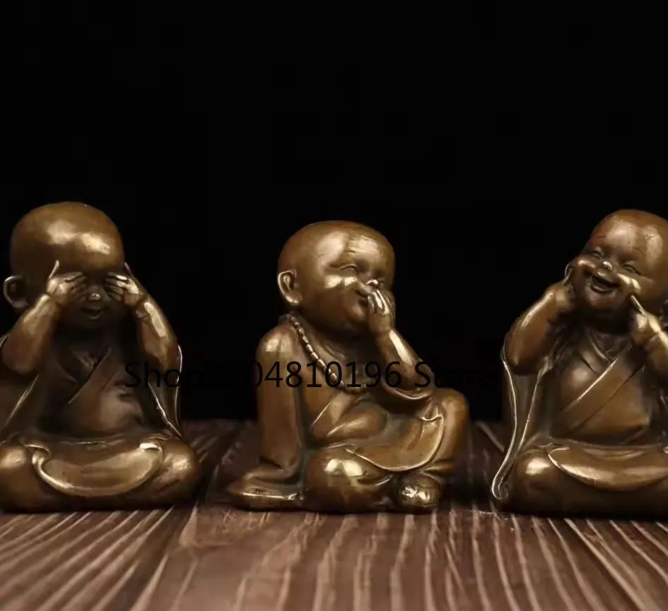 China brass Three Little Monks crafts statue A set