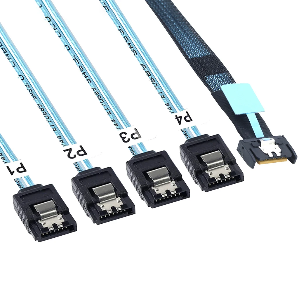 SlimSAS 8654 MCIO 4I 38pin to 4X SATA Cable PCIE5.0 PCI-E Server Data Connection Cable Extension Wire