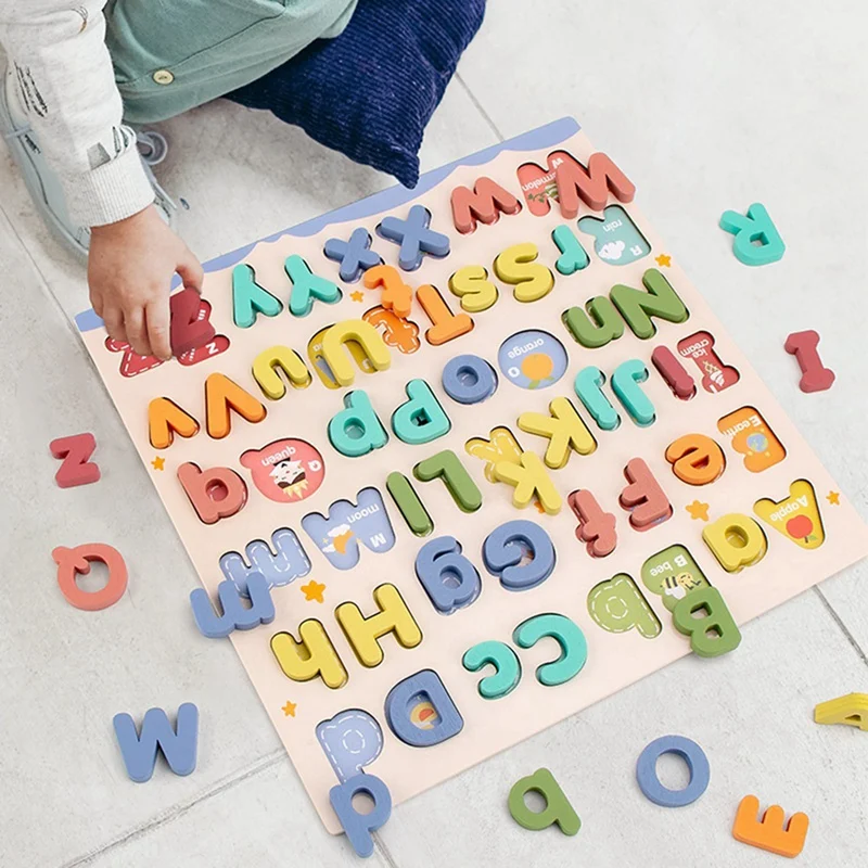 Wooden Alphabet Puzzle Toys ABC Letter And Puzzle For Toddlers 18+ Months Old Preschool Learning For Kids