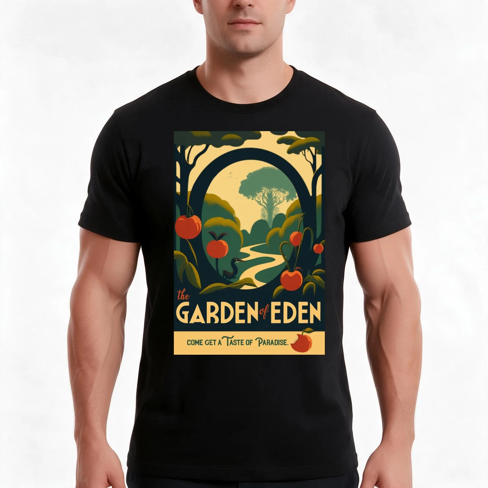 The Garden of Eden - Vintage Travel Poster T-Shirt Summer Casual Cotton Tee Oversized Streetwear Tops Vintage Graphic Print