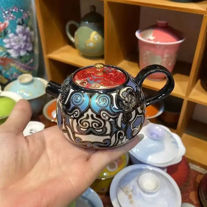 Tiktok Trending Gold And Silver Inlaid Teapot, Taotie Pot, Jin Shengyi Kung Fu Tea Set 100Cc Collectible Treasure