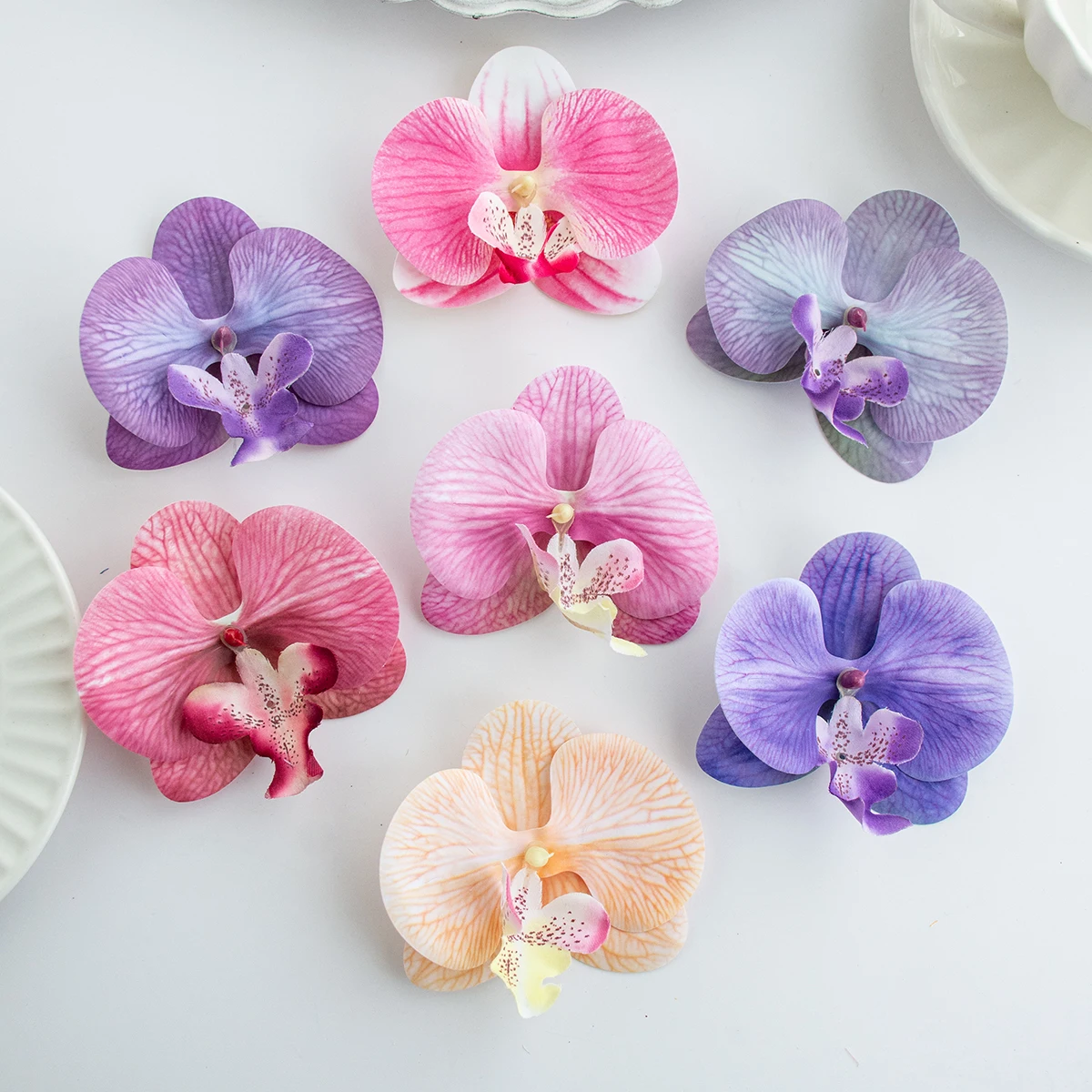 50pcs Thai Butterfly Orchid Artificial Flower Hot selling for christmas Wedding Bridal Accessories Headwear hair clips Diy gift