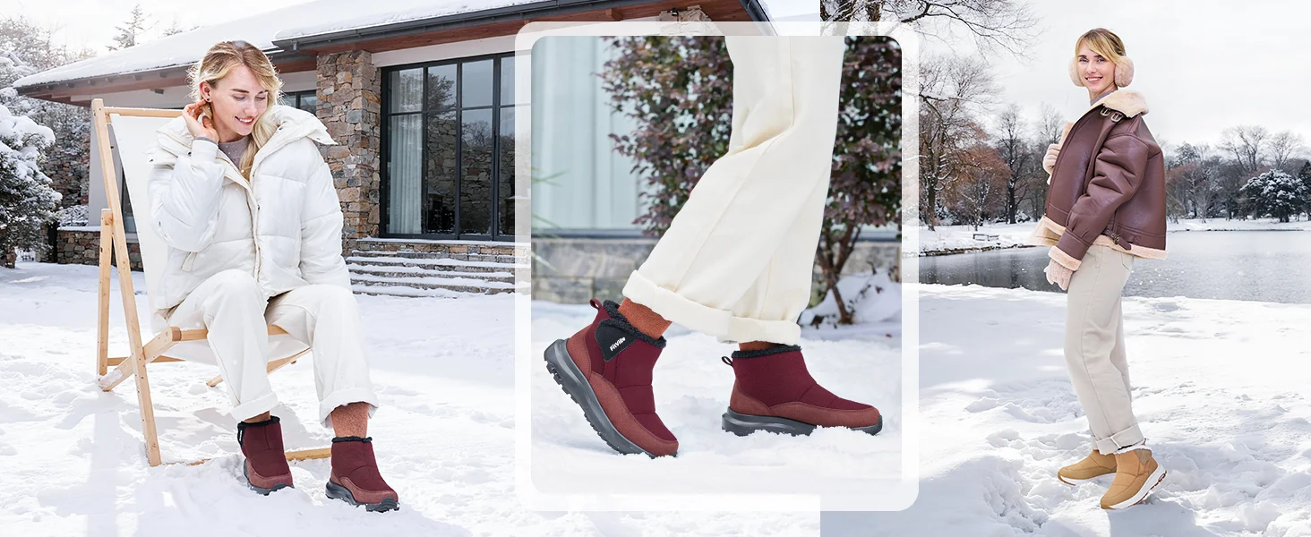 FitVille Damen-Schneestiefel mit extra breiter Zehenpartie, wasserabweisende, pelzgefütterte, warme Diabetiker-Schuhe zur Schmerzlinderung. – Detail 7
