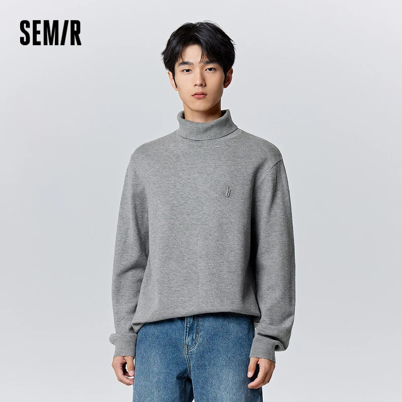 Semir Pullover Sweater Men 2024 Winter New Exquisite Solid Color Casual Style High Neck Knitted Sweater