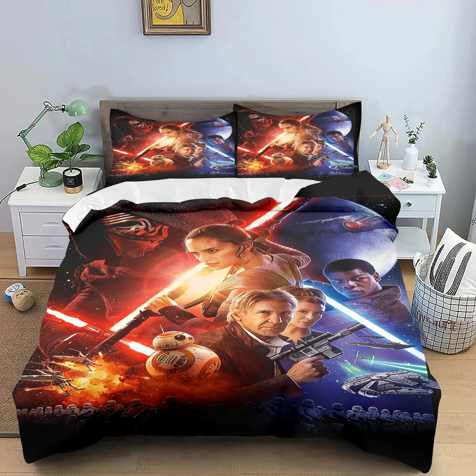 ティーンエイジャー向け布団カバーと枕カバー-s-star-w-wars-プリント寝具セット-シングル-ダブルベッドルーム装飾-男の子-女の子-ギフト