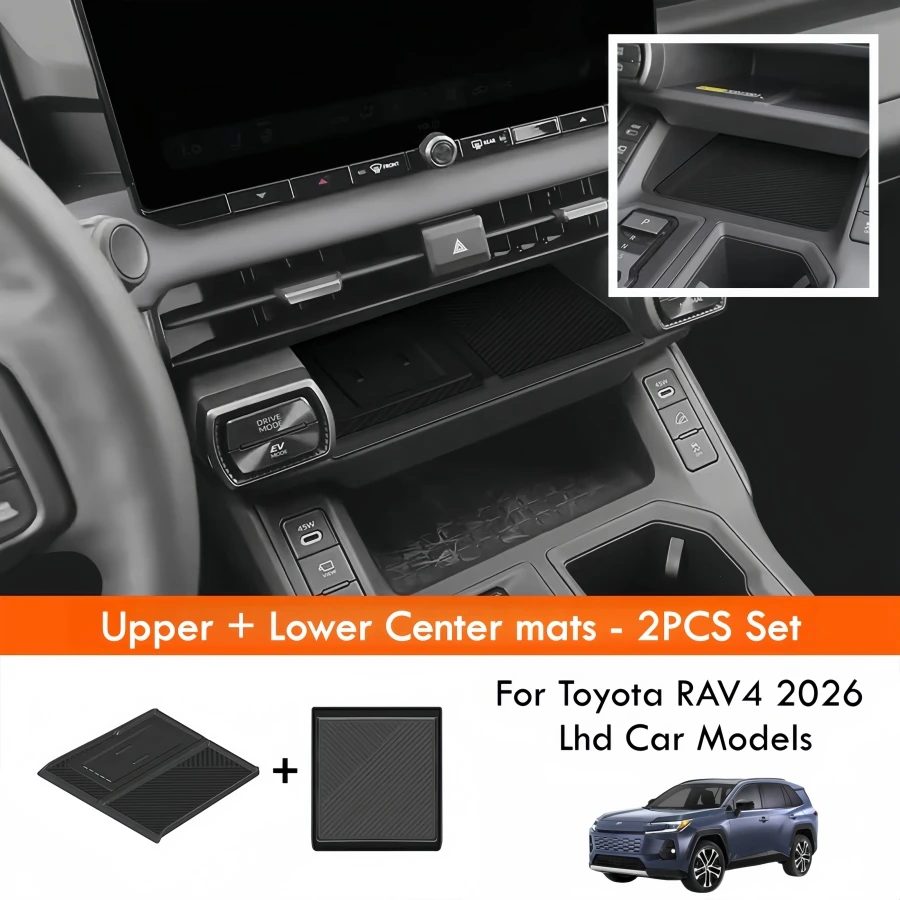 Kabellose Ladestation und rutschfeste Matte für Toyota RAV4 2026 LHD – Schutzmatte für die Mittelkonsole und Organizer für die Beifahrerseite – Detail 11