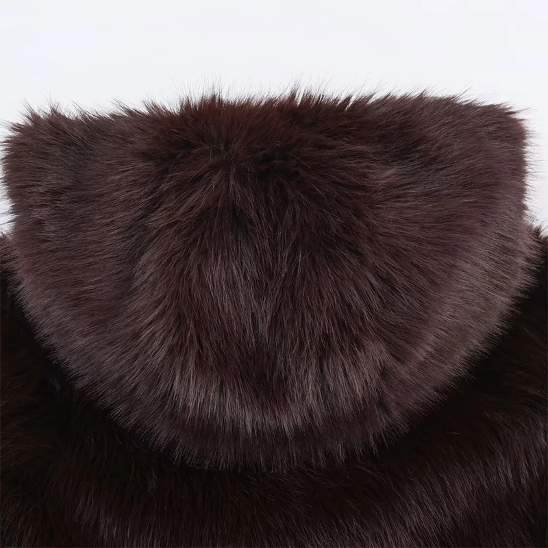 Elegant PU Fur Patchwork Jacket Women Loose Detachable Collar Lapel Double Breasted Jackets Female Fashion Winter Warm Outwear