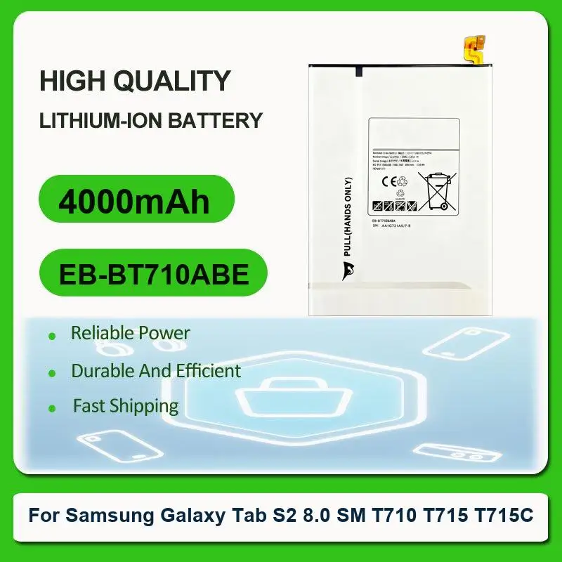 

Replacement Tablet Battery For Samsung Galaxy Tab S2 8.0 SM T710 T715 T715C EB-BT710ABE 4000mAh