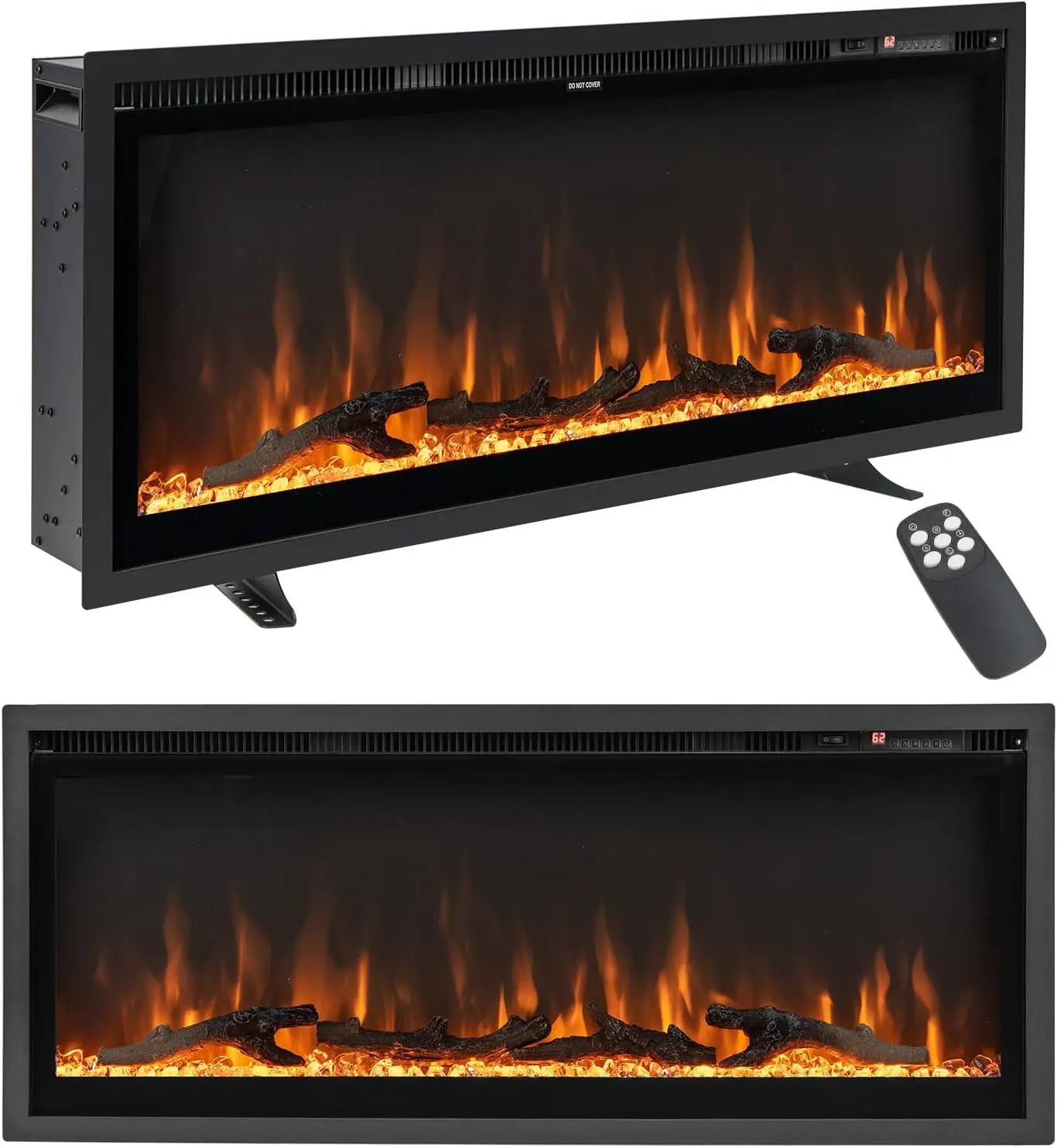 42 Inches Electric Fireplace in-Wall Recessed Wall Mounted and Freestanding 750W/1500W Linear Fireplace Heater (42 Inches)