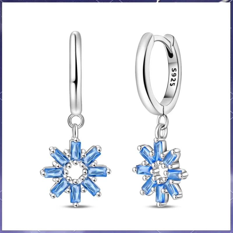 925 silver cool blue zirconium earrings for ladies' engagement jewelry anniversary commemorative gift