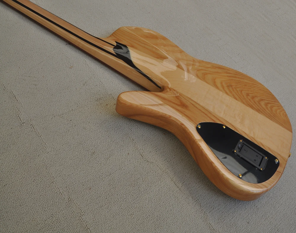 4 Strings Neck Thru Body Ash Electric Bass Guitar with Rosewood Fretboard,Fretless,Customizable