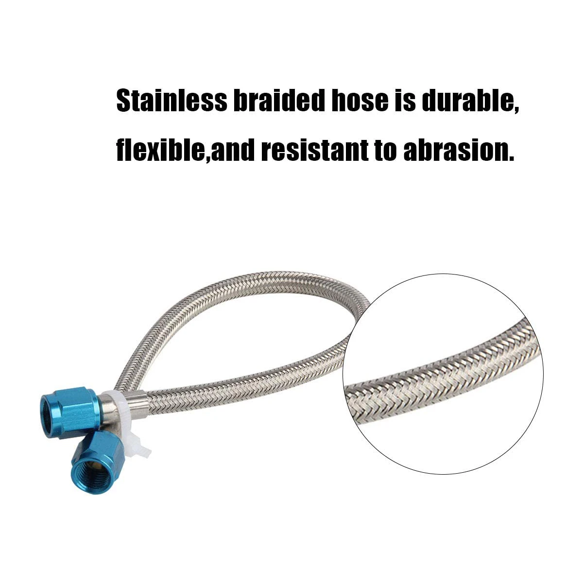 7 Inches Nitrous Stainless Steel Braided Hose with -4AN and -4AN Blue Fittings Teflon Lined Stainless Steel Hose（7”,4an4an,blue）
