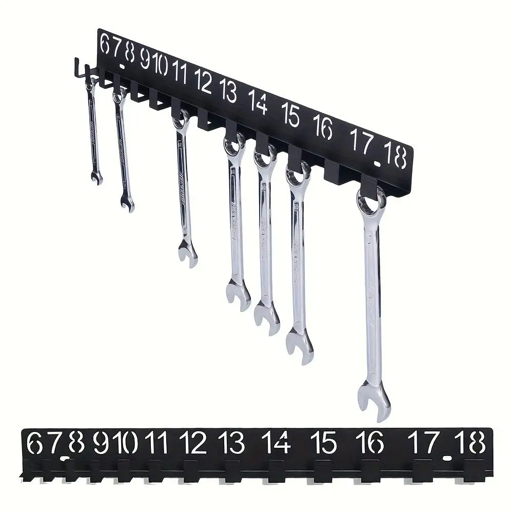 Wall-Mounted Wrench Sorter Multi-Hole Metal Tool Organizer Rack for Garage Workshop Tool Organization and Professional Mechanic
