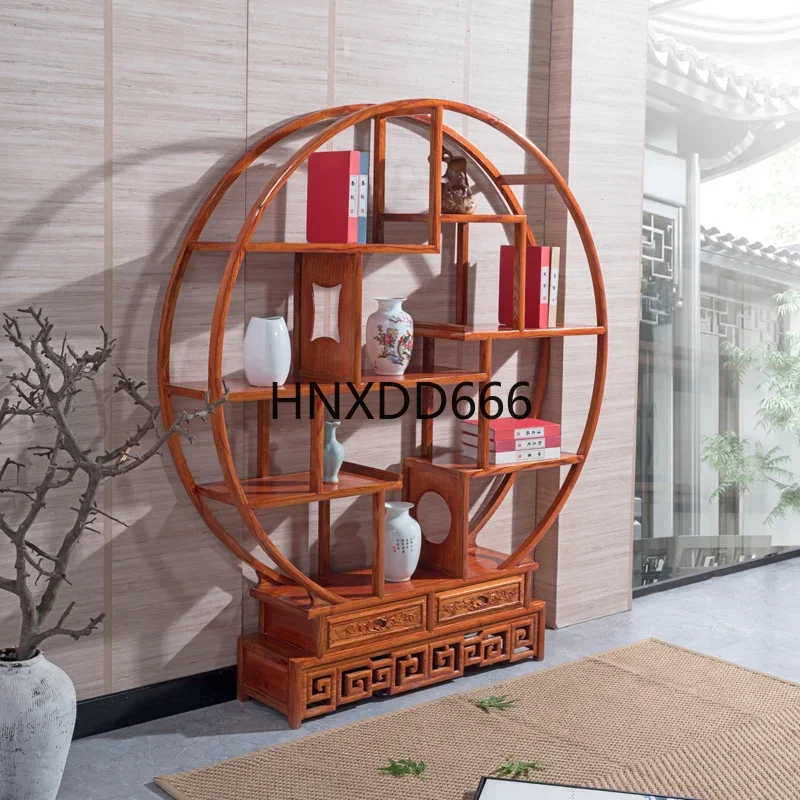 Medium circular Bogu frame Elm partition display cabinet ornament rack