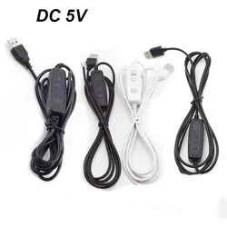 USB Port Power Supply Cable DC 5V LED Dimmer Dimming 2pin 3pin Wire Extension Cord Line Color Control for LED Light Chips