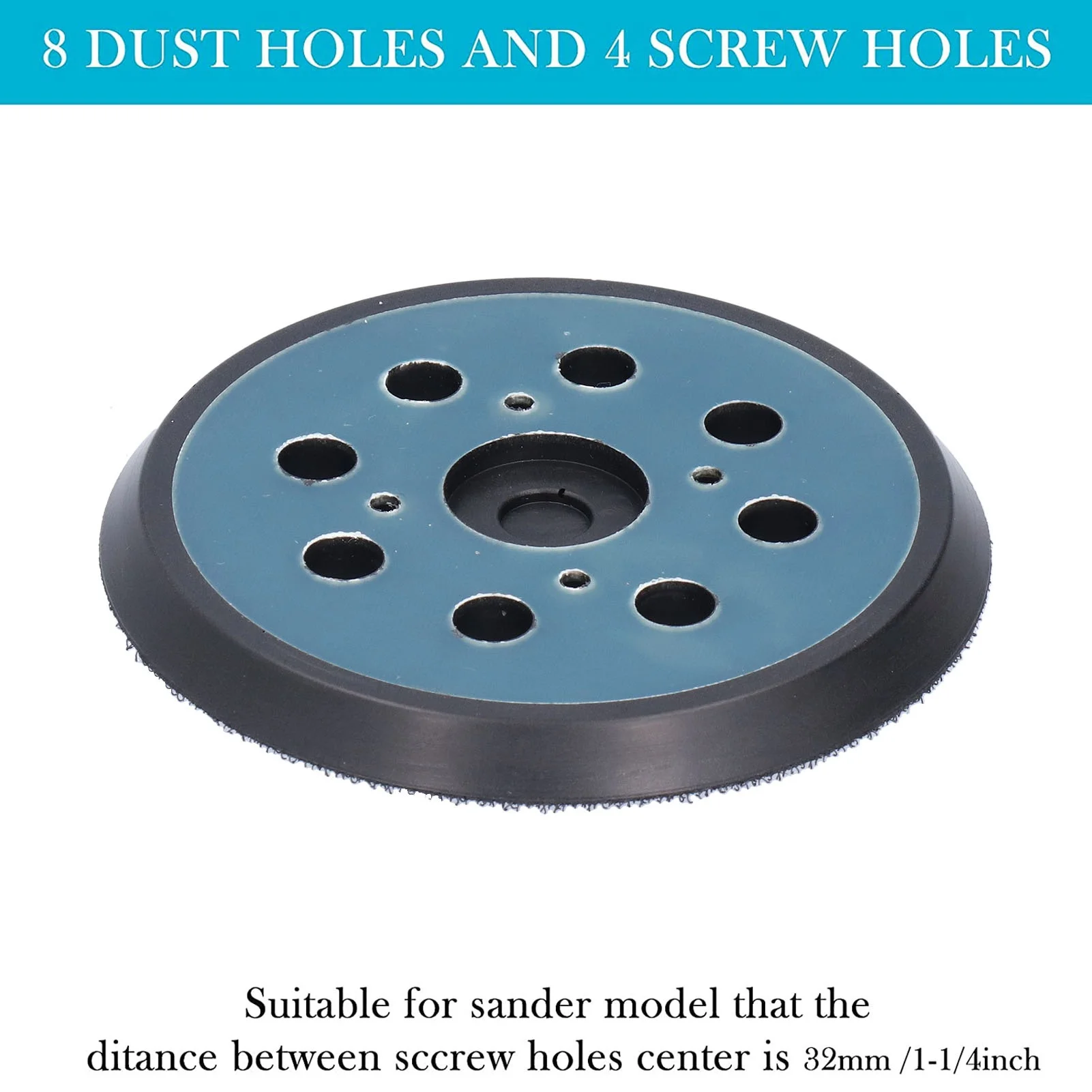 2pcs Sander Backing Pad Replacement Hook and Loop Orbital for Sanding Machine 8 Hole 4 Eye 5in