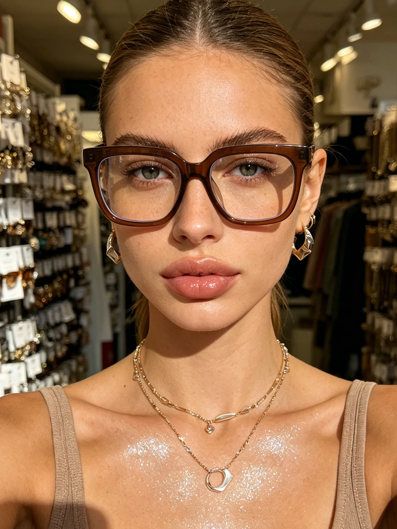 1pc square frame glasses, simple atmosphere, basic frame, suitable for daily makeup glasses, the same style for men and women