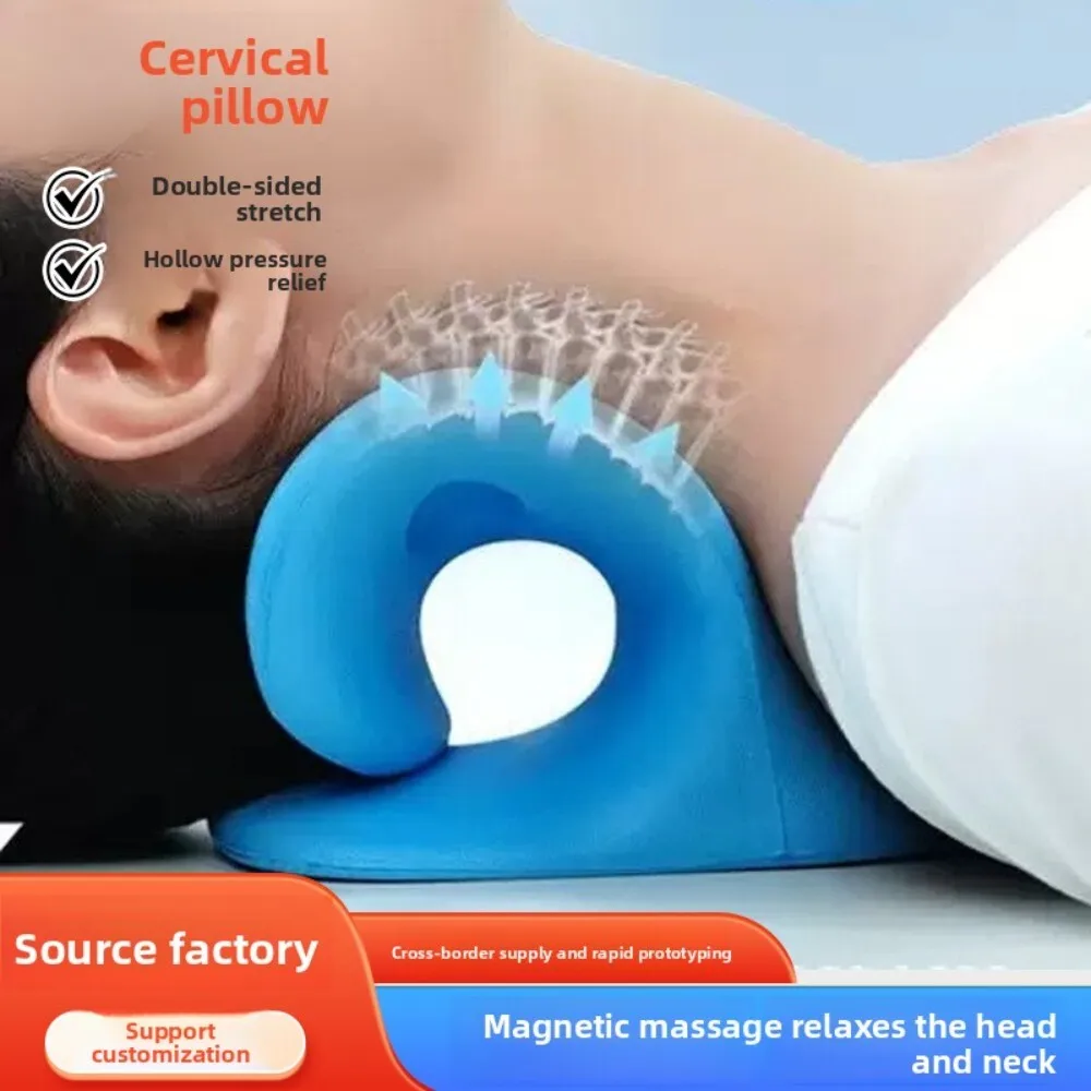 وسادة دعم الرقبة والكتف للتدليك المغناطيسي لمحاذاة العمود الفقري والعلاج بالضغط الإبري وجهاز تخفيف راحة الجر عنق الرحم