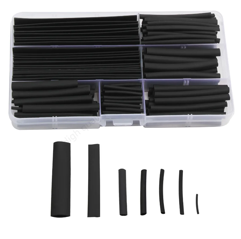150 stücke Draht Schwarz Fall Polyolefin Set Schrumpf Schläuche Wrap Rohr Assorted Kabel Rohr Hülse Kombination