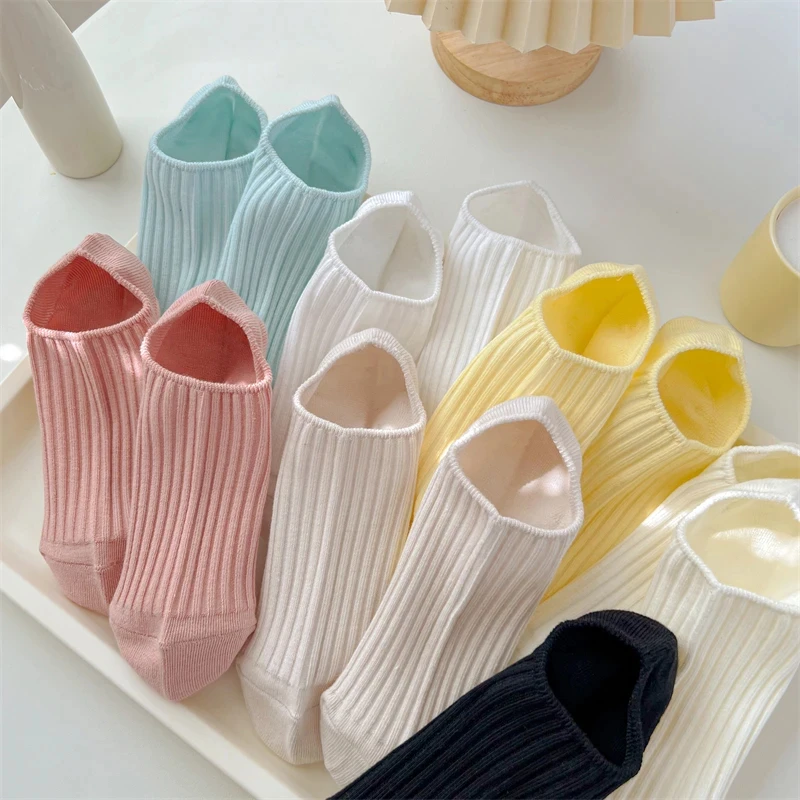 

7 Pairs Women Sock Slippers Solid Color Breathable Casual Invisible Socks Set Girls Summer High Quality No Show Socks For Women