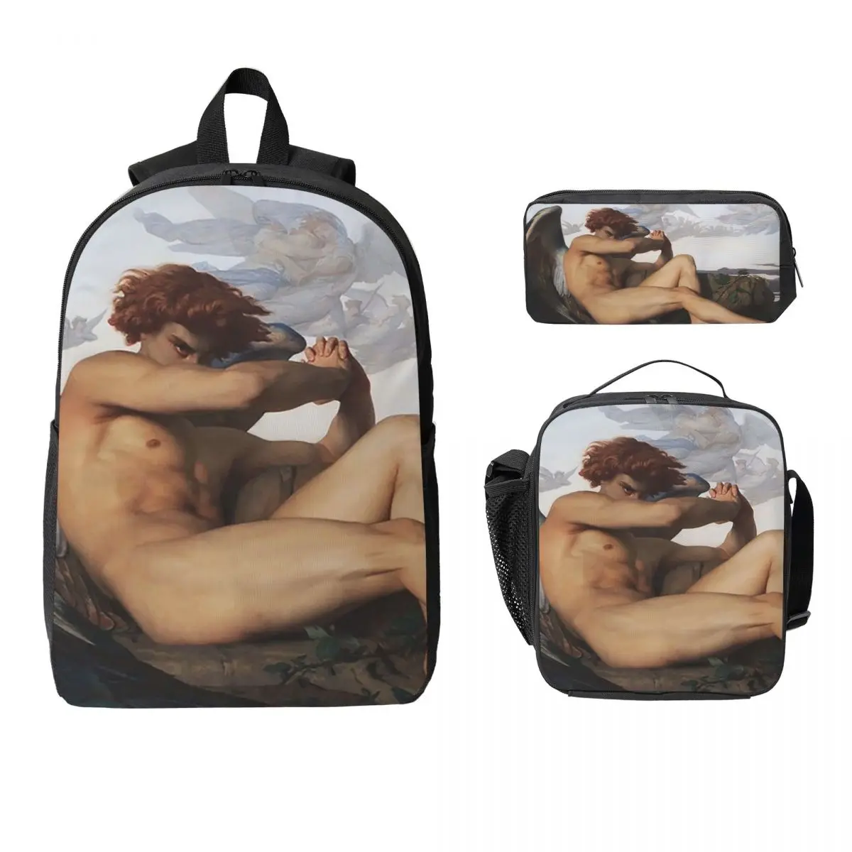 

Fallen Angel By Alexandre Cabanel Backpack Student BookBag School Bag Laptop Shoulder Bags 3ps Insulated Lunch Bag Pencil Case