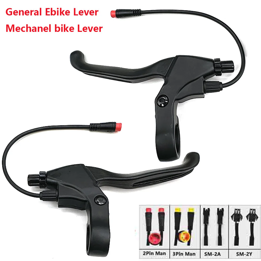 SM2A SM2Y 2 Pin Brake Levers for Electric Bicycle Brake Lever Handle Bar Wire Controll Machine Left & Right Scooter Replacement