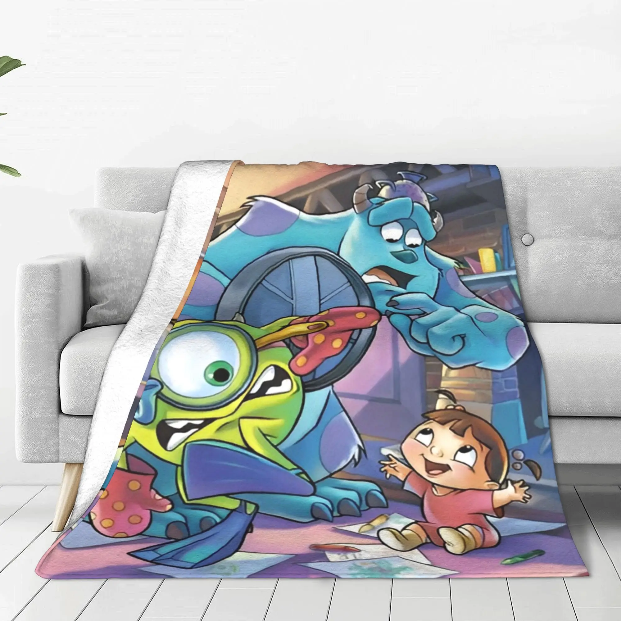 Monsters, Inc. Blanket Cover Fleece Cute Boo Super Warm Throw Blankets for Car Sofa Couch Bed Rug