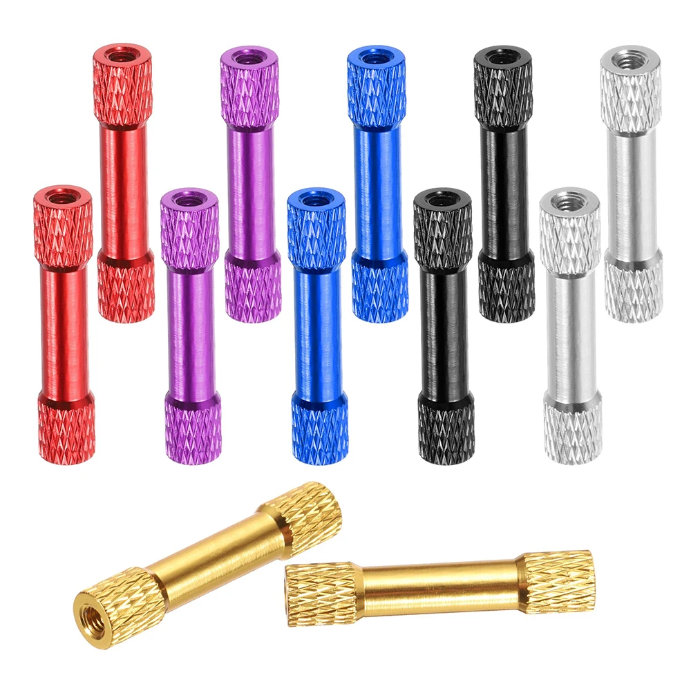 10Pcs M3x15/20/25/28/30/35mm Knurled Aluminum Standoff Double-Head Spacer Column double round knurled colourful spacer standoff