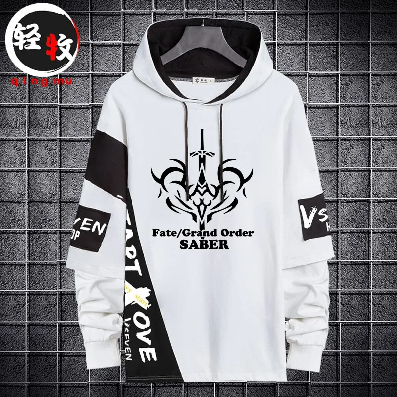 

Толстовка FATE с капюшоном, длинный рукав, осень-зима, свободный крой, повседневная, модная, брендовая, 100% хлопок