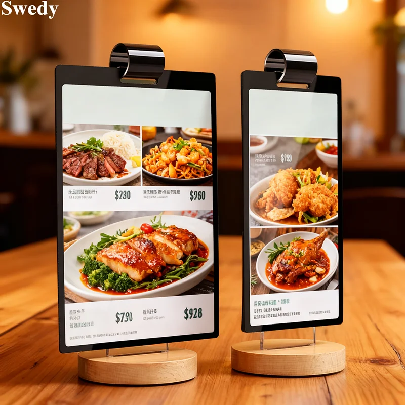 

A5 148x210mm Page Turning Wood Acrylic Sign Holder Display Stand Table Menu Holder Message Holders Picture Photo Poster Frame