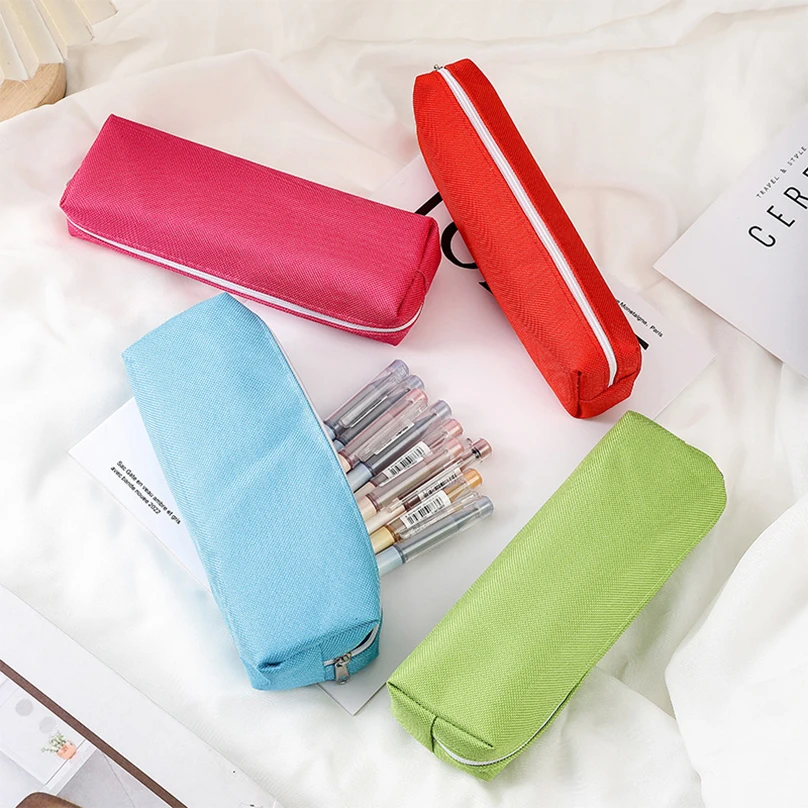 Simple Pencil Case School Supplies Pencil Cases Estuche Escolar Solid Color School Stationery Kalemlik Trousse Pencil Pouch