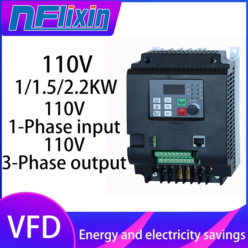 VFD 0.4KW Frequency Converter AC 110V 1Phase input 110 3Phase output For Water Pump/ motor Speed Control Inverter