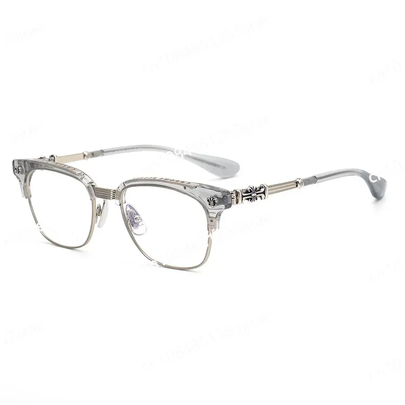 

2023 High End Hand Carved Glasses Pure Titanium Gold Glasses Luxury Italian Acetate Half Frame Myopia Glasses