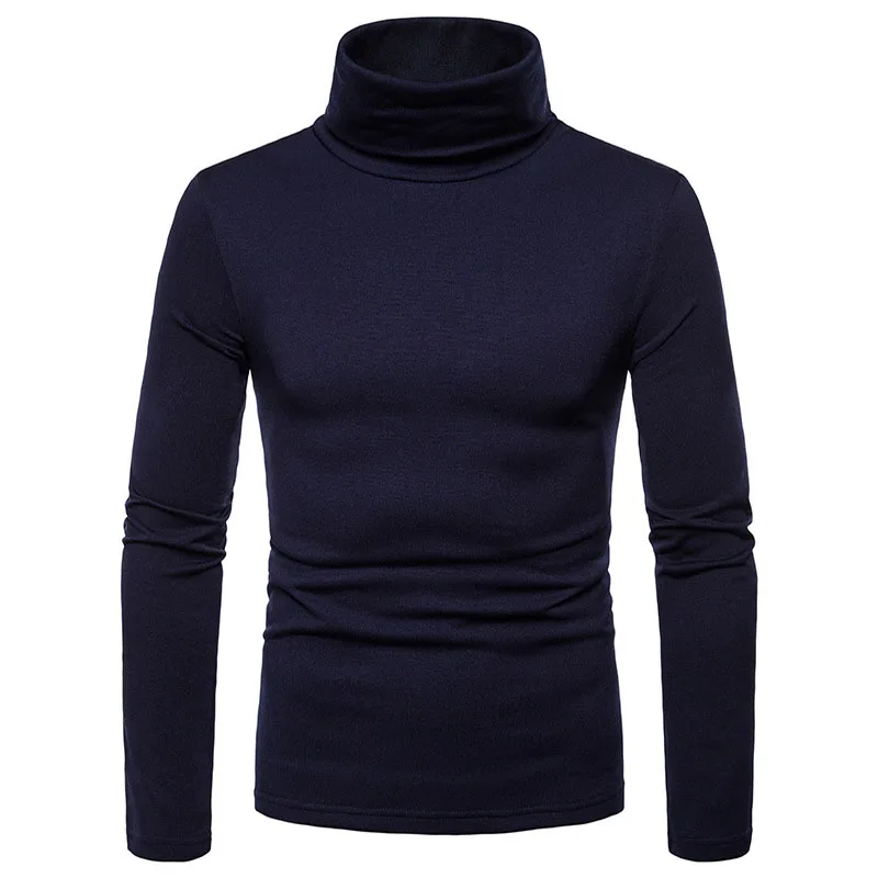 Sweater Turtleneck Lengan Panjang Pullover Dasar Musim Dingin Pria Sweater Pria Pakaian Rajut Fashion Warna Solid SW01