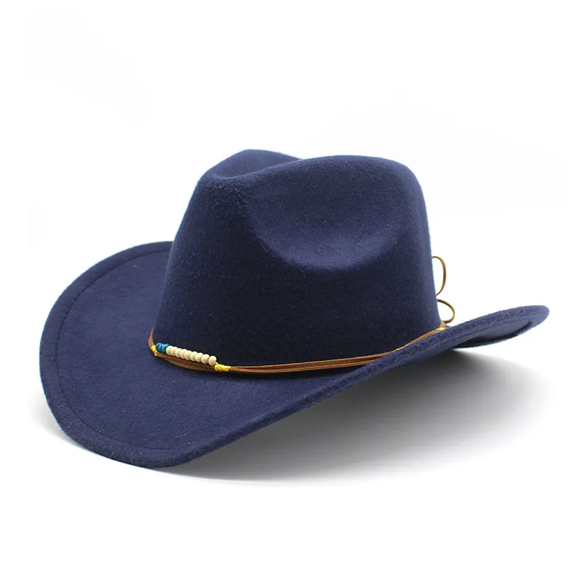 Retro Ethnic Spring Autumn And Winter Men's And Women's Woolen Western Cowboy Hat Rolled Brim Wide Brim Hat Top Hat 5